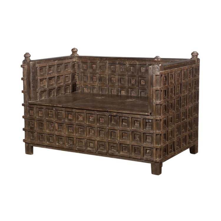 Диван XIX век, Индия PR025, Тиковое дерево, dark brown, ROOMERS ANTIQUE