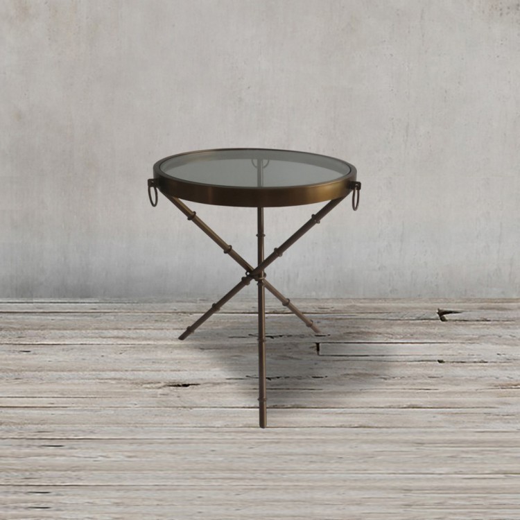 Стол приставной Z0189/CM#30A, 52, стекло, нержавеющая сталь, matte honey, ROOMERS FURNITURE