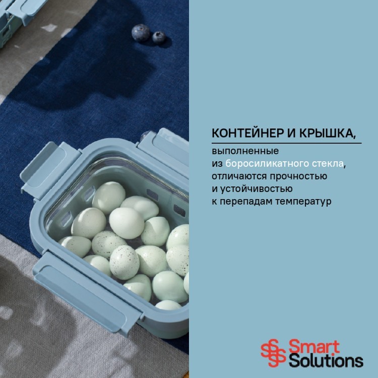 Контейнер для запекания, хранения и переноски продуктов в чехле smart solutions, 1050 мл, синий (73390)