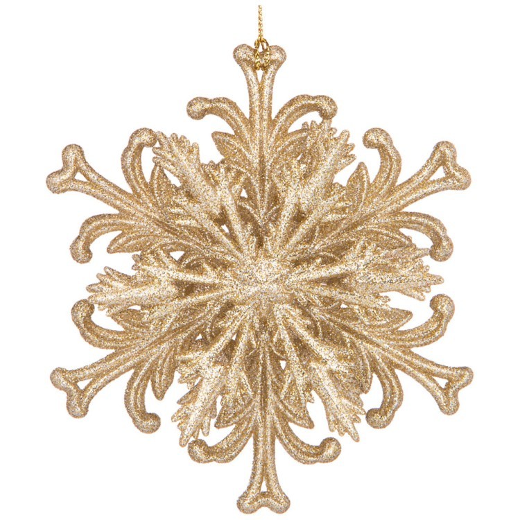 Елочное украшение "снежинка филигрань" 10,8*3,5 см высота=11,8 см цвет:шампань с золотом  ((мал-24/к Lefard (865-465)