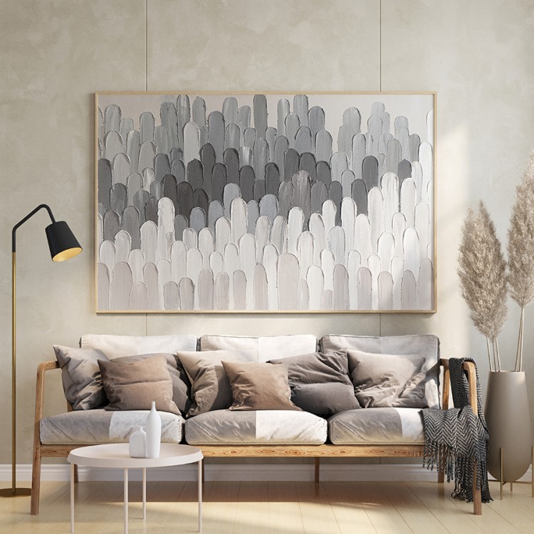 Панно декоративное с ручной росписью by feel, 140х70 см, черно-белое (76485)