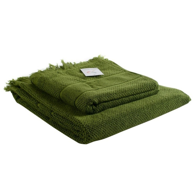 Полотенце банное с бахромой оливково-зеленого цвета essential, 70х140 см (63147)