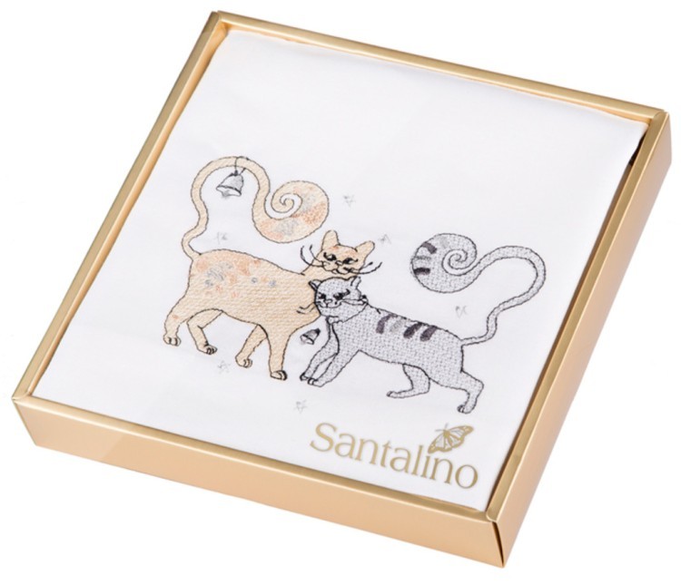 Комплект салфеток из 2-х шт 40*40 см"парочка кошек" ,х/б 100%, белый SANTALINO (850-827-81)