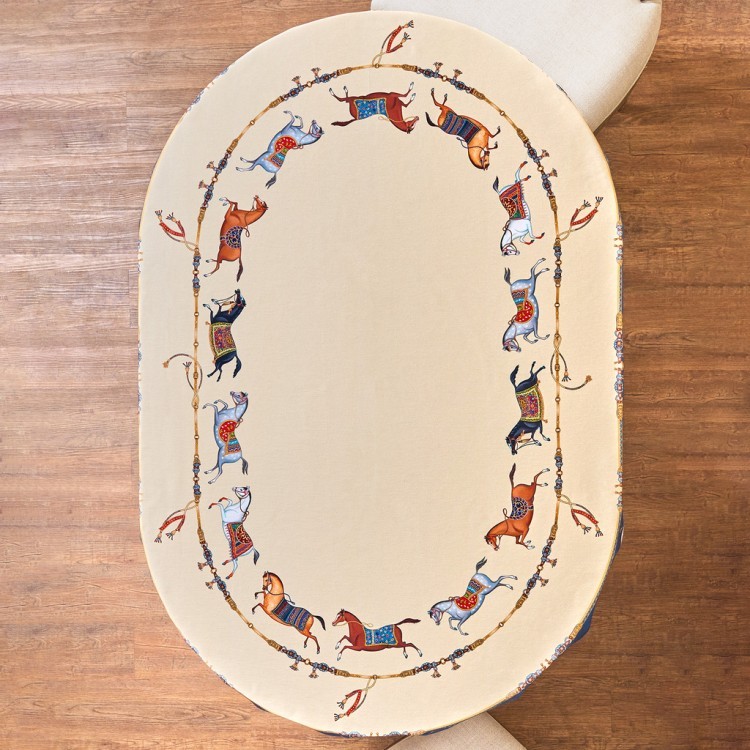 Скатерть овальная "passage"140х180см ,бежевый, 100% хлопок,твил, пропитка Lefard (850-758-4)