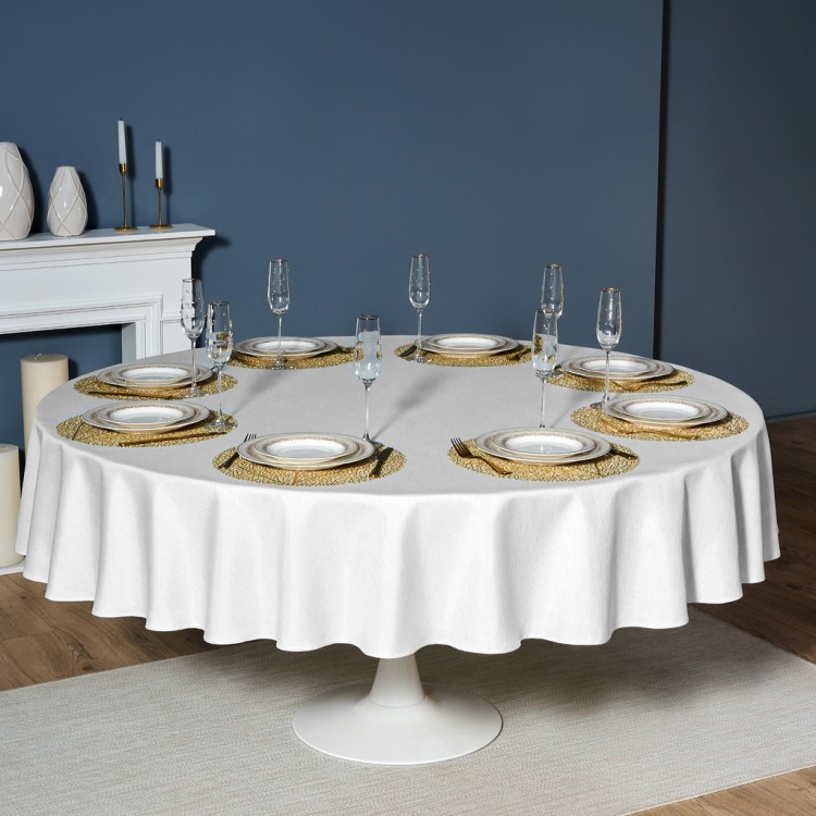 Скатерть  d220 cm круглая, "феерия. серебро", цвет: белый, tm lefard, полиэстер 100% Lefard (986-004-26)