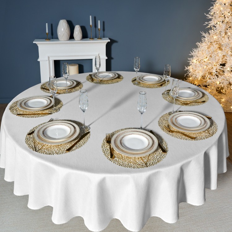 Скатерть  d220 cm круглая, "феерия. серебро", цвет: белый, tm lefard, полиэстер 100% Lefard (986-004-26)