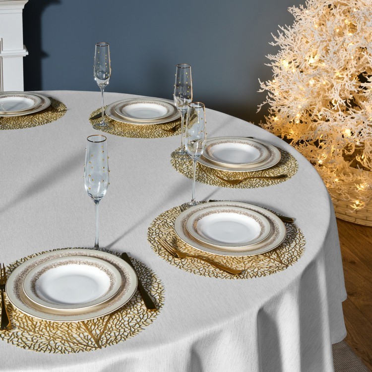 Скатерть  d220 cm круглая, "феерия. серебро", цвет: белый, tm lefard, полиэстер 100% Lefard (986-004-26)