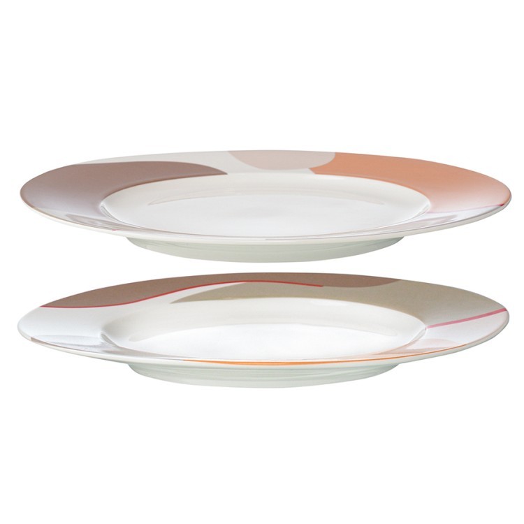 Набор из двух тарелок бежевого цвета с авторским принтом из коллекции freak fruit, 27см (73585)
