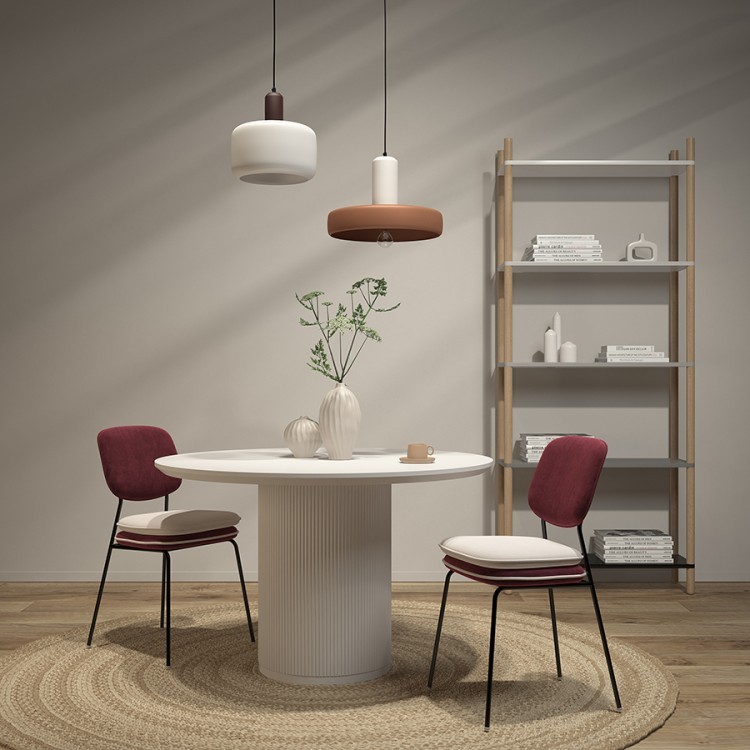 Стул с контрастным кантом pea, велюр, бордовый/бежевый (77291)