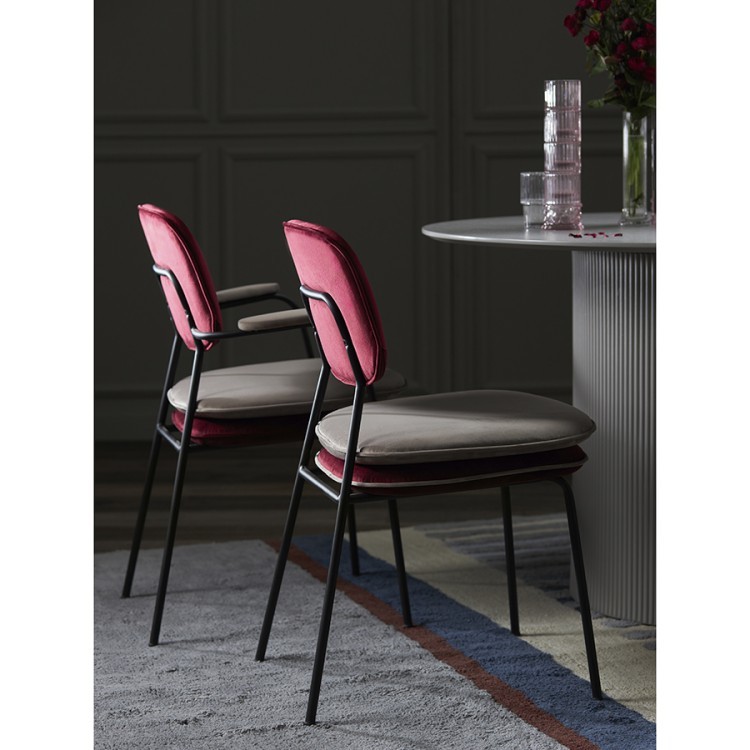 Стул с контрастным кантом pea, велюр, бордовый/бежевый (77291)