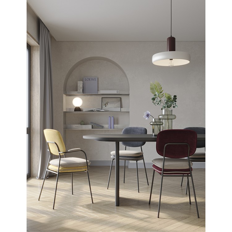 Стул с контрастным кантом pea, велюр, бордовый/бежевый (77291)