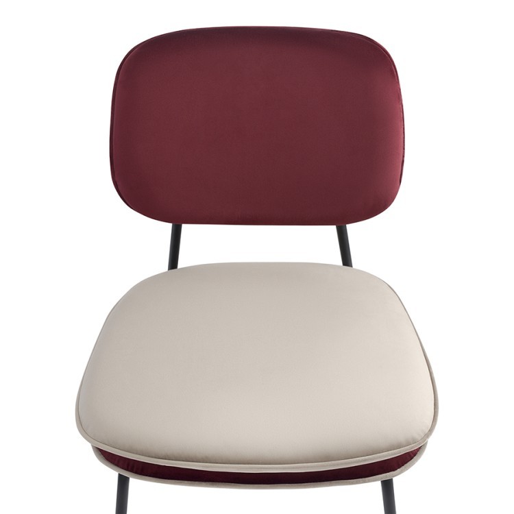Стул с контрастным кантом pea, велюр, бордовый/бежевый (77291)