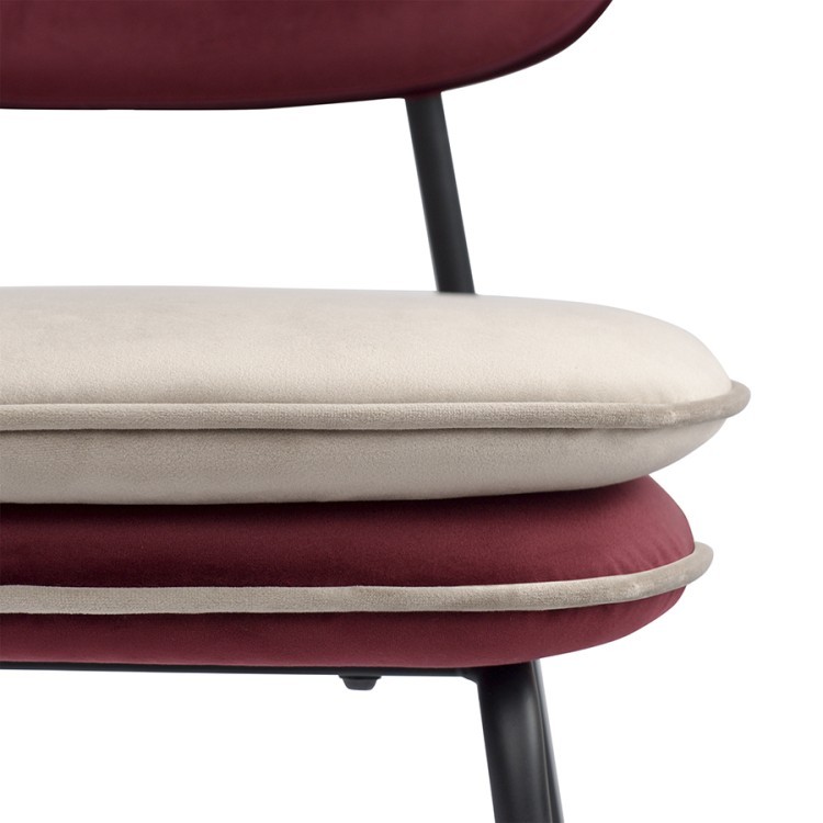 Стул с контрастным кантом pea, велюр, бордовый/бежевый (77291)