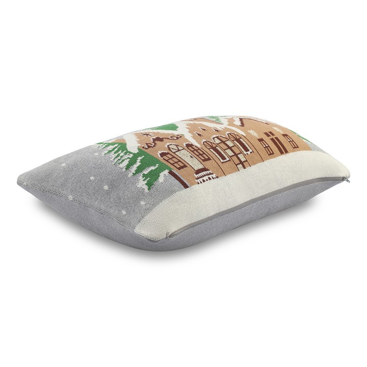 Подушка вязаная с новогодним рисунком christmas village из коллекции new year essential, 40x60 см (79347)