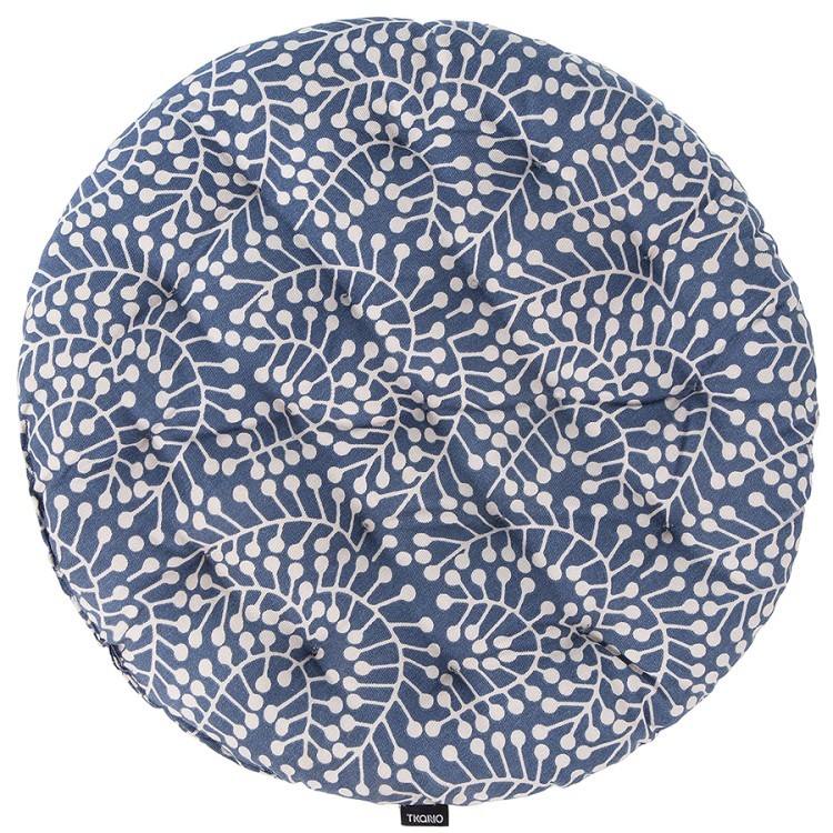 Подушка на стул круглая темно-синего цвета с принтом Спелая Смородина из коллекции scandinavian touch, 40 см (73556)
