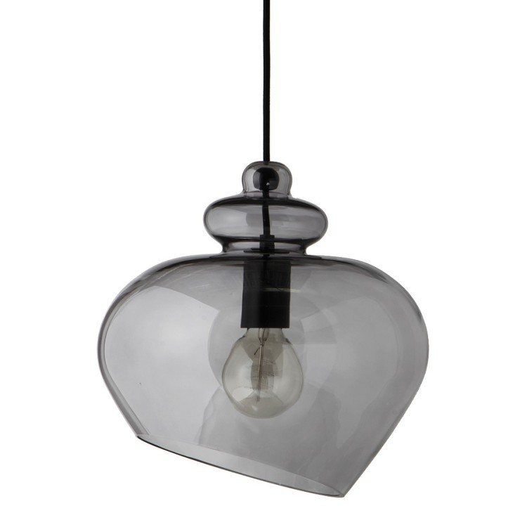 Лампа подвесная grace, 31,5хD30 см, дымчатое стекло, черный цоколь (68000)