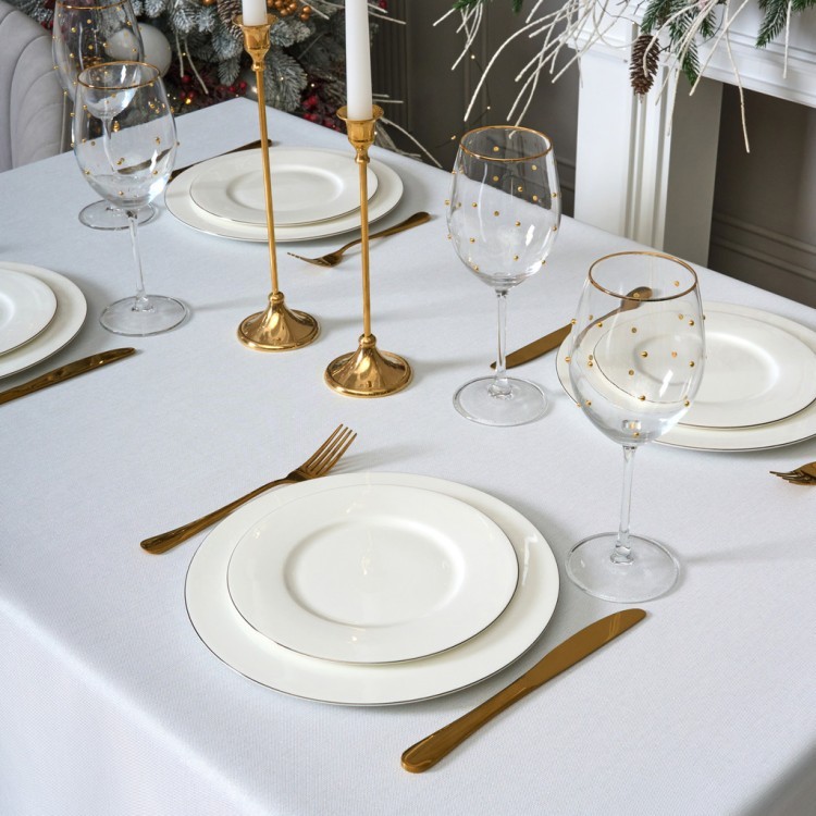 Скатерть  160х220 cm прямоугольная, "феерия. серебро", цвет: белый, tm lefard, полиэстер 100% (кор=1 Lefard (986-004-21)