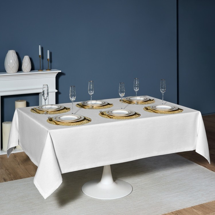 Скатерть  160х220 cm прямоугольная, "феерия. серебро", цвет: белый, tm lefard, полиэстер 100% (кор=1 Lefard (986-004-21)