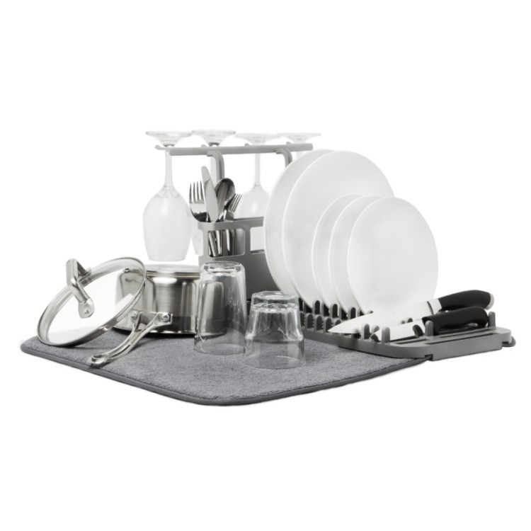 Коврик для сушки посуды с подставкой udry, 46х27,3х61 см, темно-серый (64694)