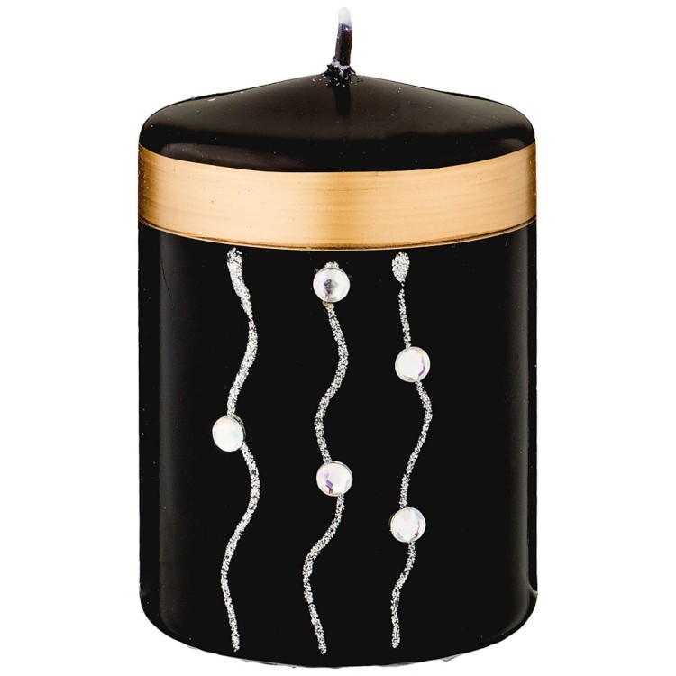 Свеча декоративная столбик "волшебное сияние" black диаметр 7 см высота 9,5 см Adpal (348-824)