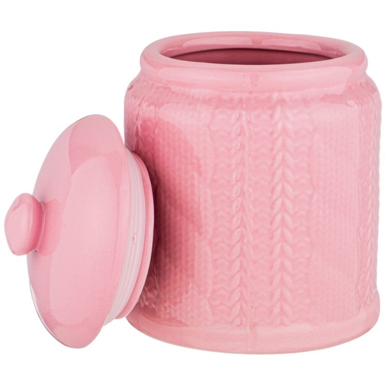 Банка для сыпучих продуктов 700 мл коллекция "вязанка" цвет: розовый Lefard (155-495)