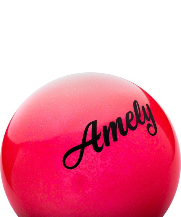 Мяч для художественной гимнастики AGB-102, 19 см, красный, с блестками (402287)