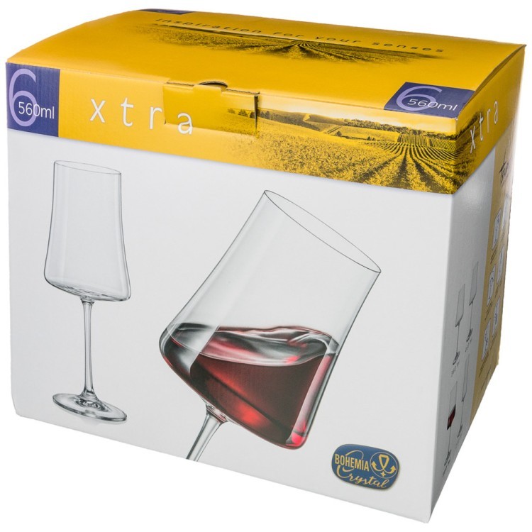 Набор бокалов для вина 560мл из 6 штук "xtra" высота 24,5 см Crystalex (674-756)