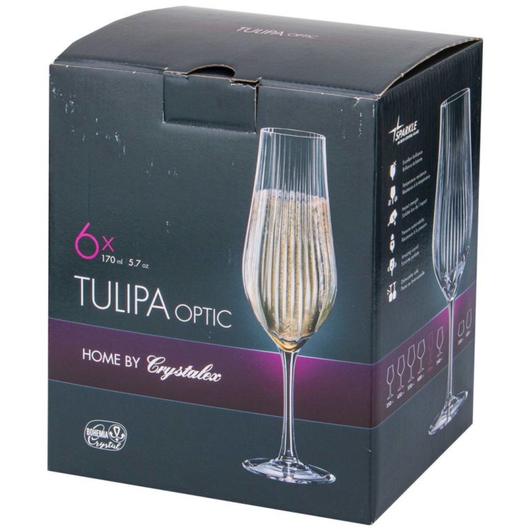 Набор бокалов для шампанского из 6 штук "tulipa optic" 170мл Bohemia Crystal (674-878)