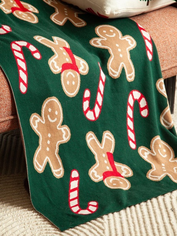 Плед из хлопка с новогодним рисунком gingerman из коллекции new year essential, 130x180 см (79343)