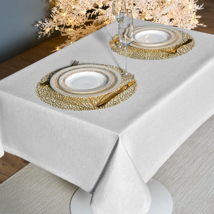 Скатерть 110х140 cm прямоугольная, "феерия. серебро", цвет: белый, tm lefard, полиэстер 100% (кор=34 Lefard (986-004-19)