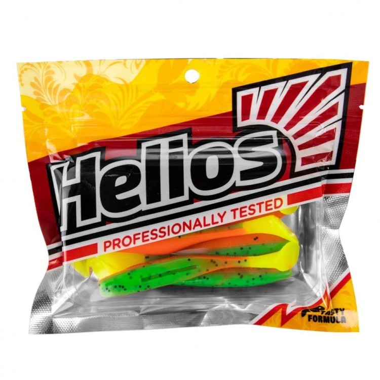 Виброхвост Helios Vigor 3,75"/9.5 см, цвет Pepper Green & Orange LT 7 шт HS-6-032 (77912)
