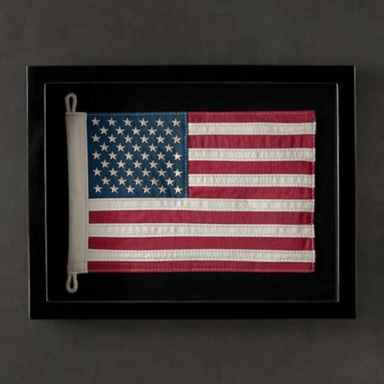Флаг USA AIH142-NWO, дерево, текстиль, mixed, RESTORATION HARDWARE