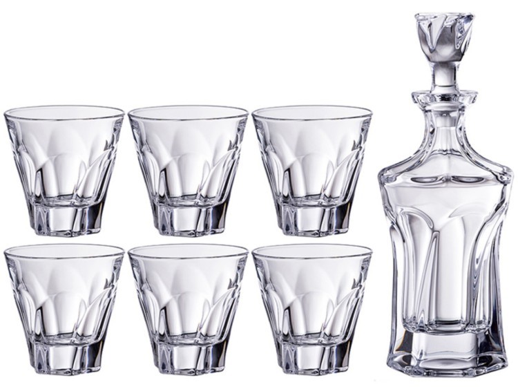 Набор для виски "аполло" 7 пр.: штоф+6 стаканов 600/300 мл. высота=23/10 см. CRYSTALITE (669-215)