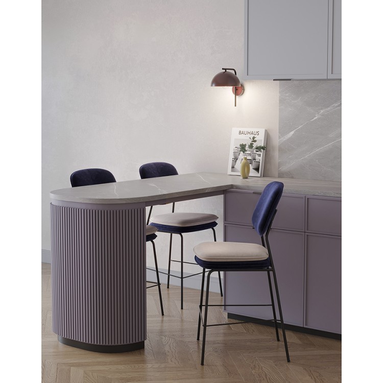 Стул полубарный pea, велюр, темно-синий/бежевый (77076)