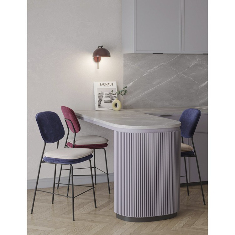 Стул полубарный pea, велюр, темно-синий/бежевый (77076)