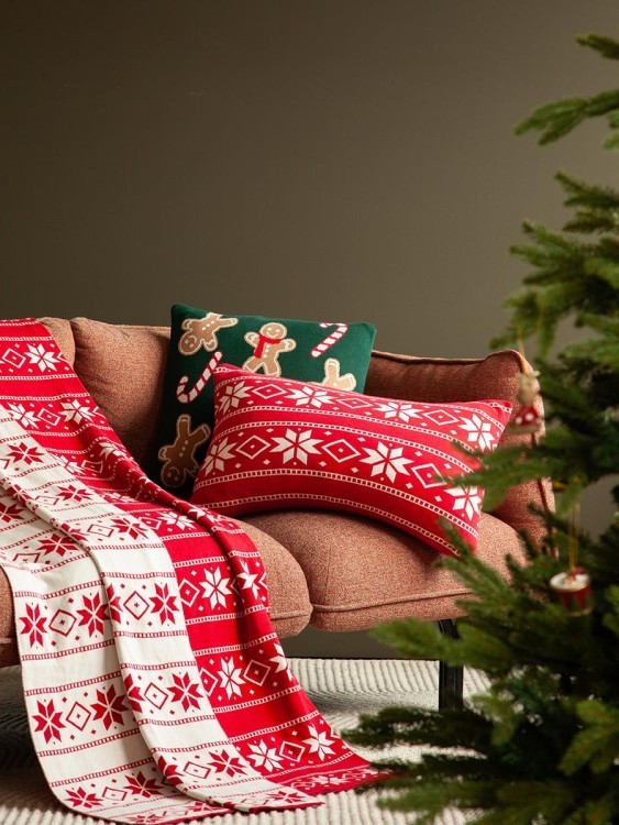 Подушка вязаная с новогодним рисунком frostwork из коллекции new year essential, 40x60 см (79349)