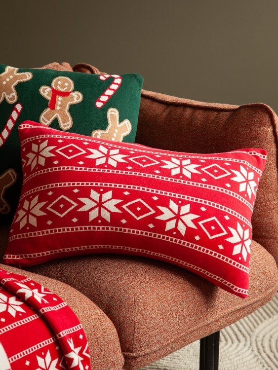 Подушка вязаная с новогодним рисунком frostwork из коллекции new year essential, 40x60 см (79349)