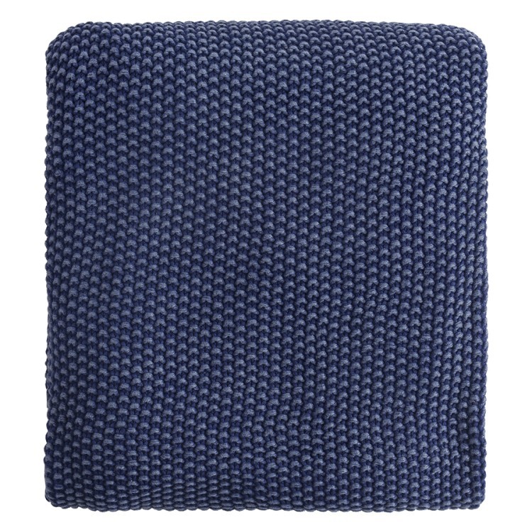 Плед из стираного хлопка темно-синего цвета из коллекции essential, 130х180 см (74411)