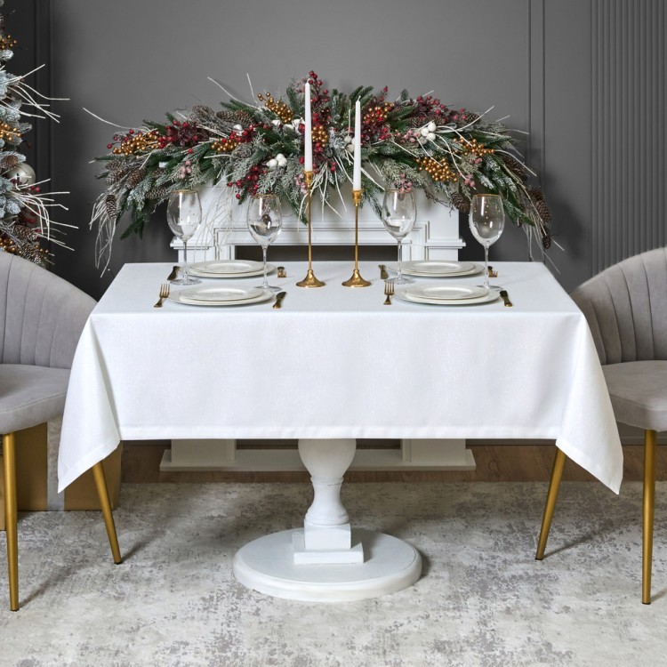 Скатерть  160х300 cm прямоугольная, "феерия. серебро", цвет: белый, tm lefard, полиэстер 100% (кор=1 (986-004-22) 