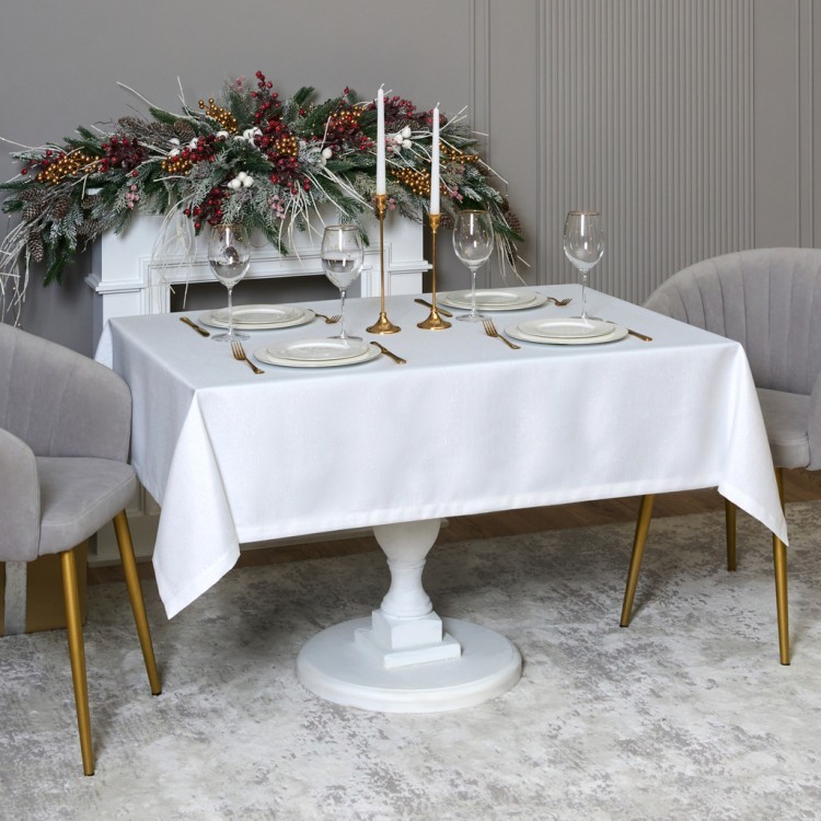 Скатерть  160х300 cm прямоугольная, "феерия. серебро", цвет: белый, tm lefard, полиэстер 100% (кор=1 (986-004-22) 