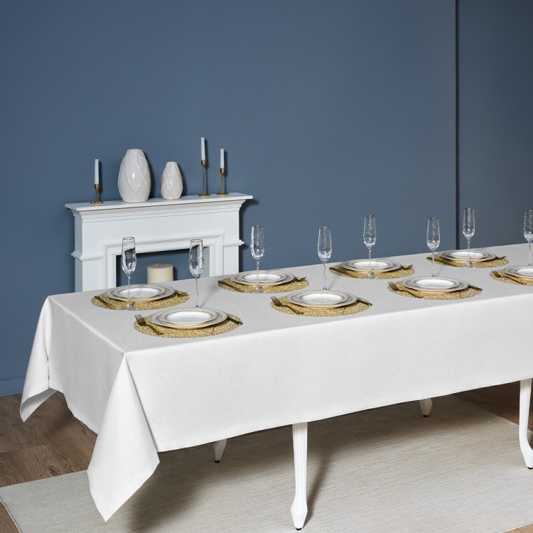 Скатерть  160х300 cm прямоугольная, "феерия. серебро", цвет: белый, tm lefard, полиэстер 100% (кор=1 Lefard (986-004-22)