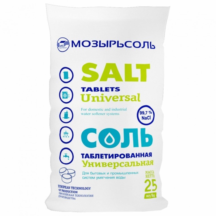 Соль таблетированная универсальная 25 кг МОЗЫРЬСОЛЬ 608886 (1) (95734)