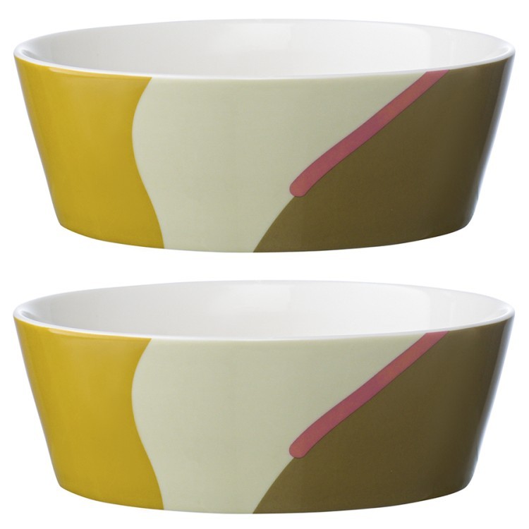 Набор из двух салатников горчичного цвета с авторским принтом из коллекции freak fruit, 16см (73582)