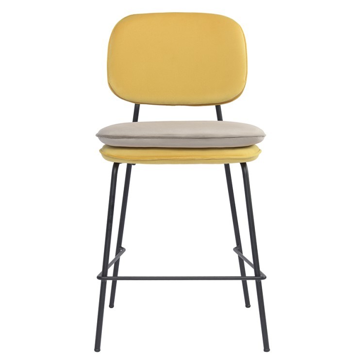 Стул полубарный pea, велюр, желтый/бежевый (77073)