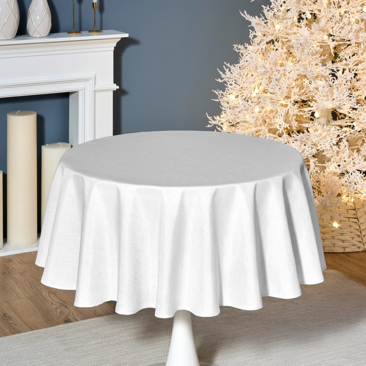 Скатерть  d150 cm круглая, "феерия. серебро", цвет: белый, tm lefard, полиэстер 100% Lefard (986-004-24)