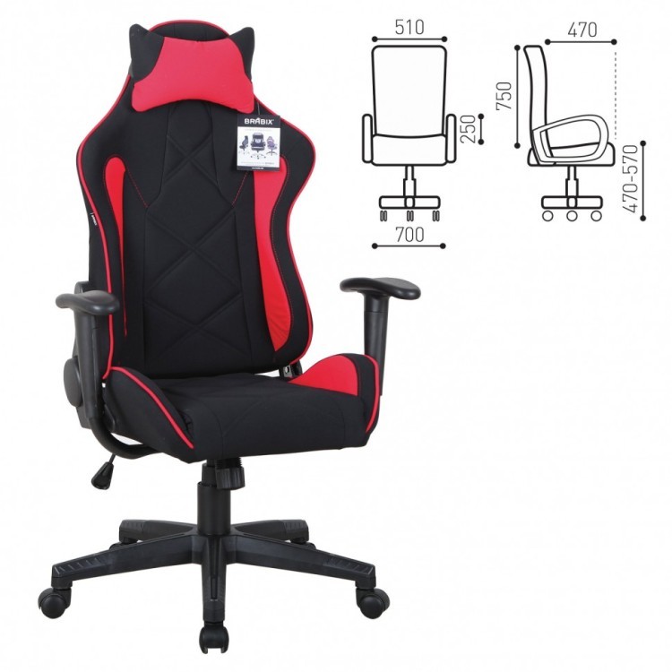 Кресло компьютерное Brabix GT Racer GM-101 ткань черно-красное 531820 (1) (84659)