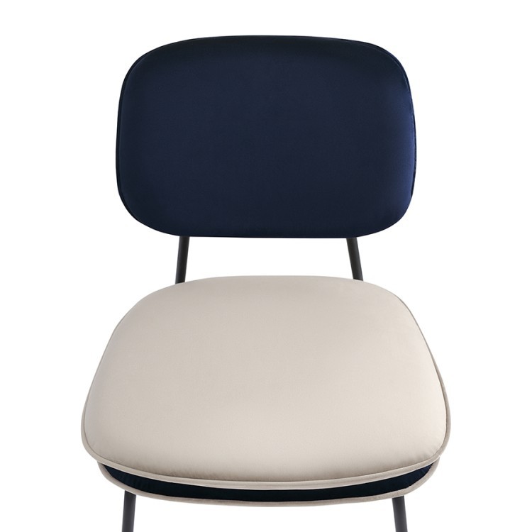 Стул с контрастным кантом pea, велюр, темно-синий/бежевый (77102)