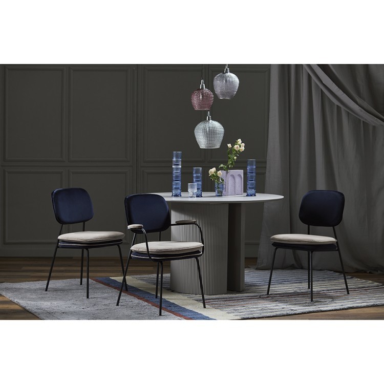 Стул с контрастным кантом pea, велюр, темно-синий/бежевый (77102)