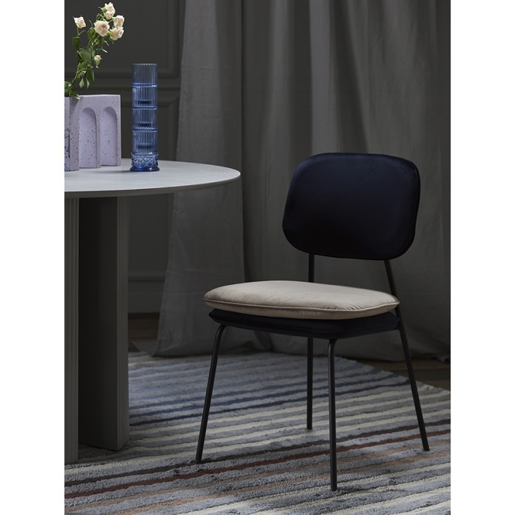 Стул с контрастным кантом pea, велюр, темно-синий/бежевый (77102)