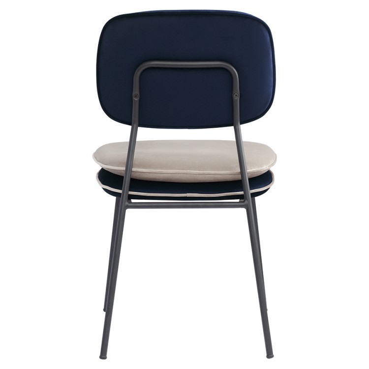 Стул с контрастным кантом pea, велюр, темно-синий/бежевый (77102)